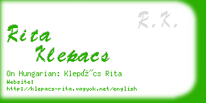 rita klepacs business card